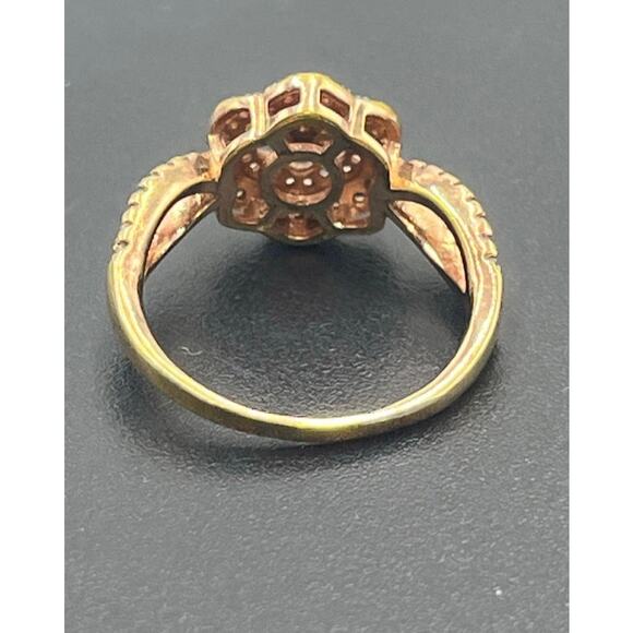 FZN CN Brown Clear Cubic Zirconia 18k Rose Gold Over Sterling Silver Ring Sz 7.5 - Picture 9 of 9